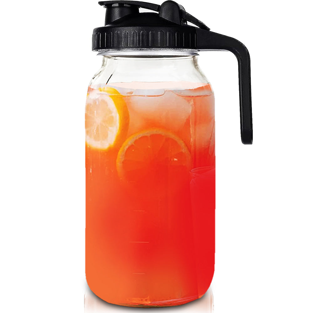 Glass Mason Jar Pitcher with Lid (64oz)