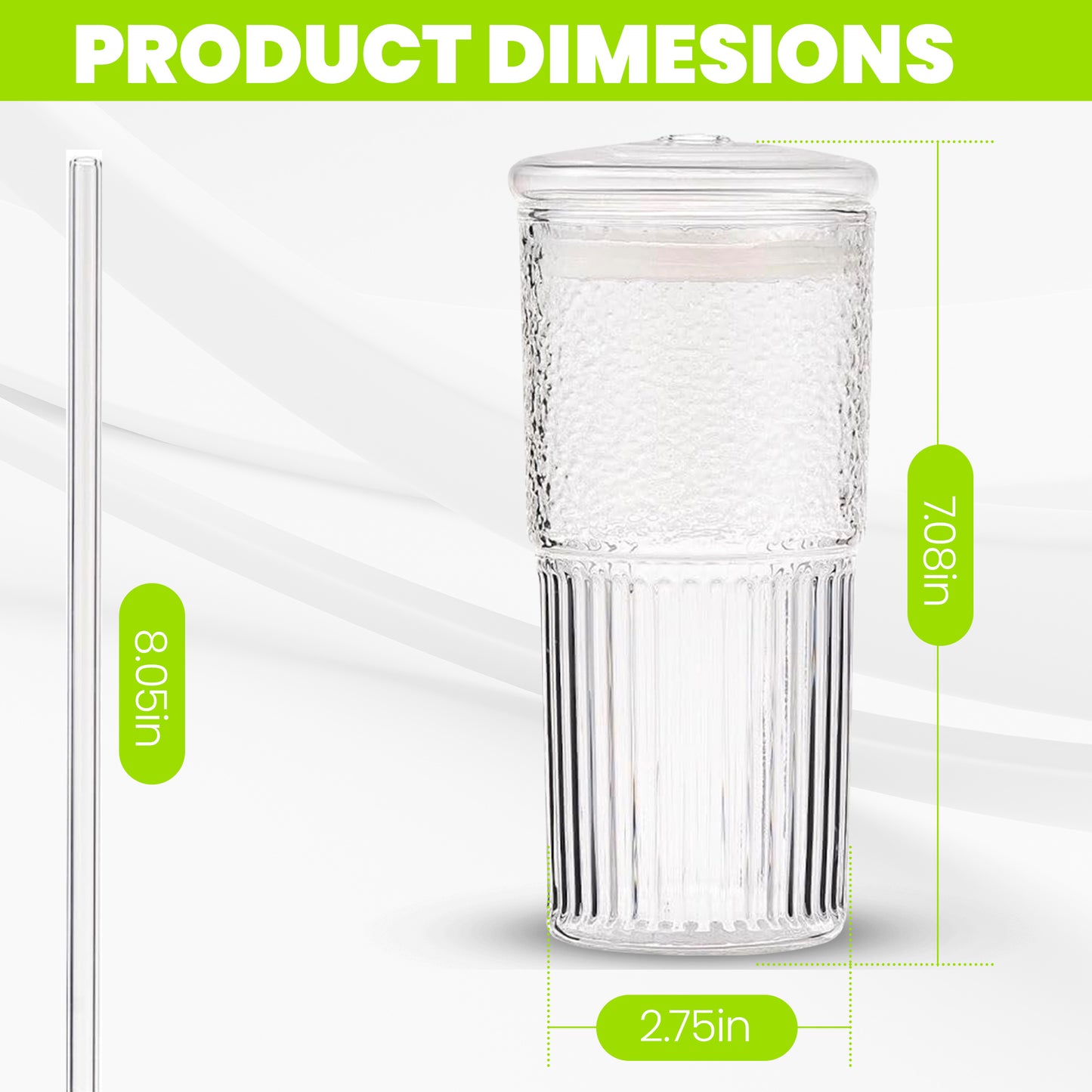 Glass Tumbler Cup with straw (22 oz)