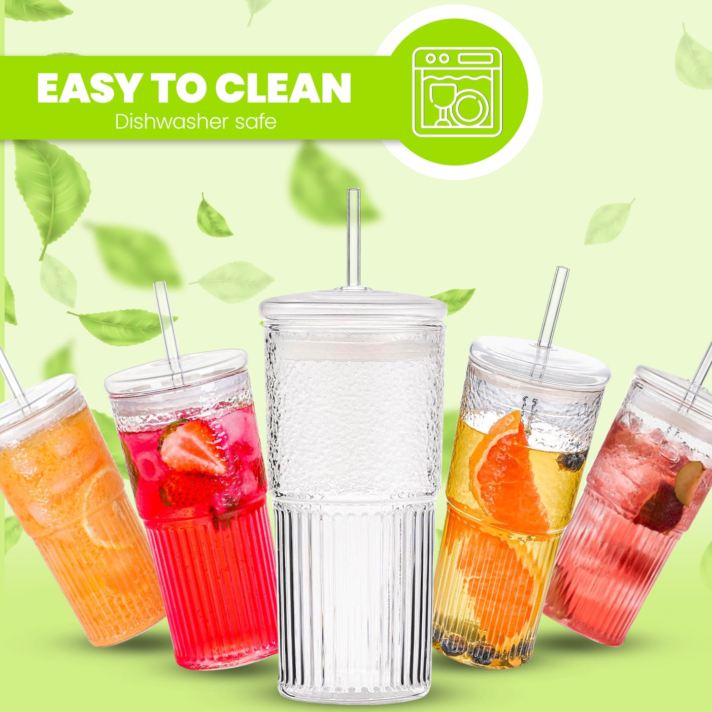 Glass Tumbler Cup with straw (22 oz)