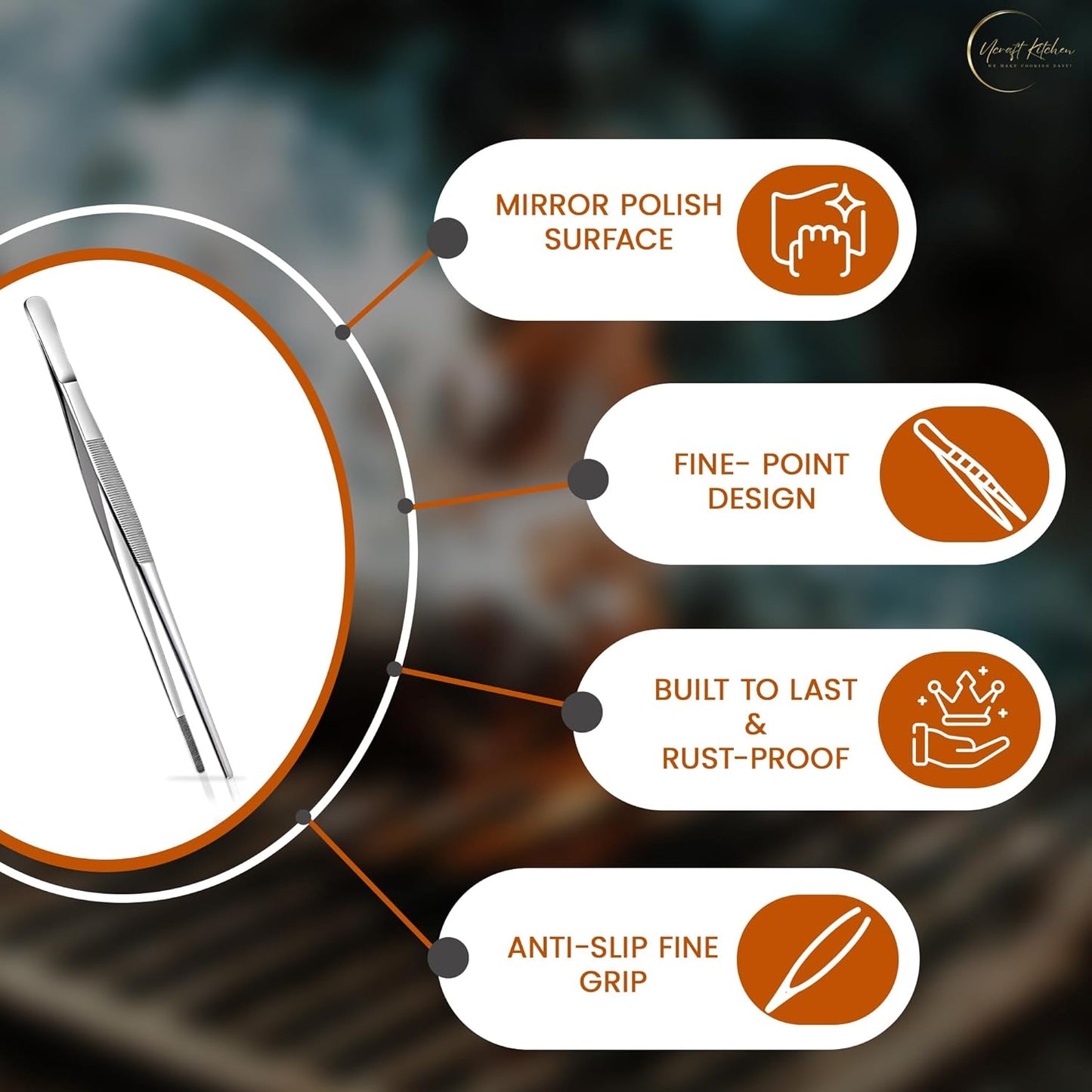 Kitchen Tweezers (12" thin tip)