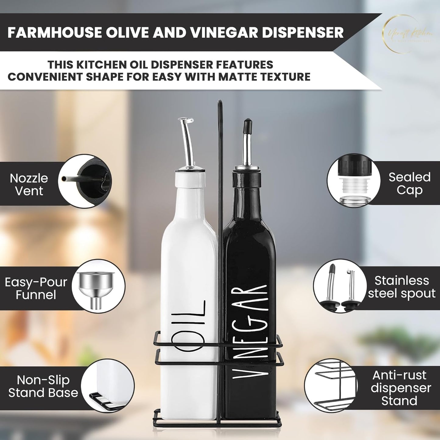 Ucraft Kitchen Oil and Vinegar Dispenser Set 2 x 500ml