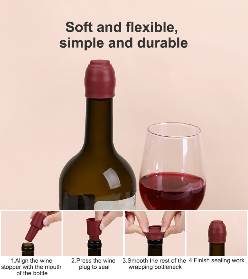 Bottle Sealer Silicone Bottler Stopper with Grip Top for Keeping Beverage Fresh and Secure Closure