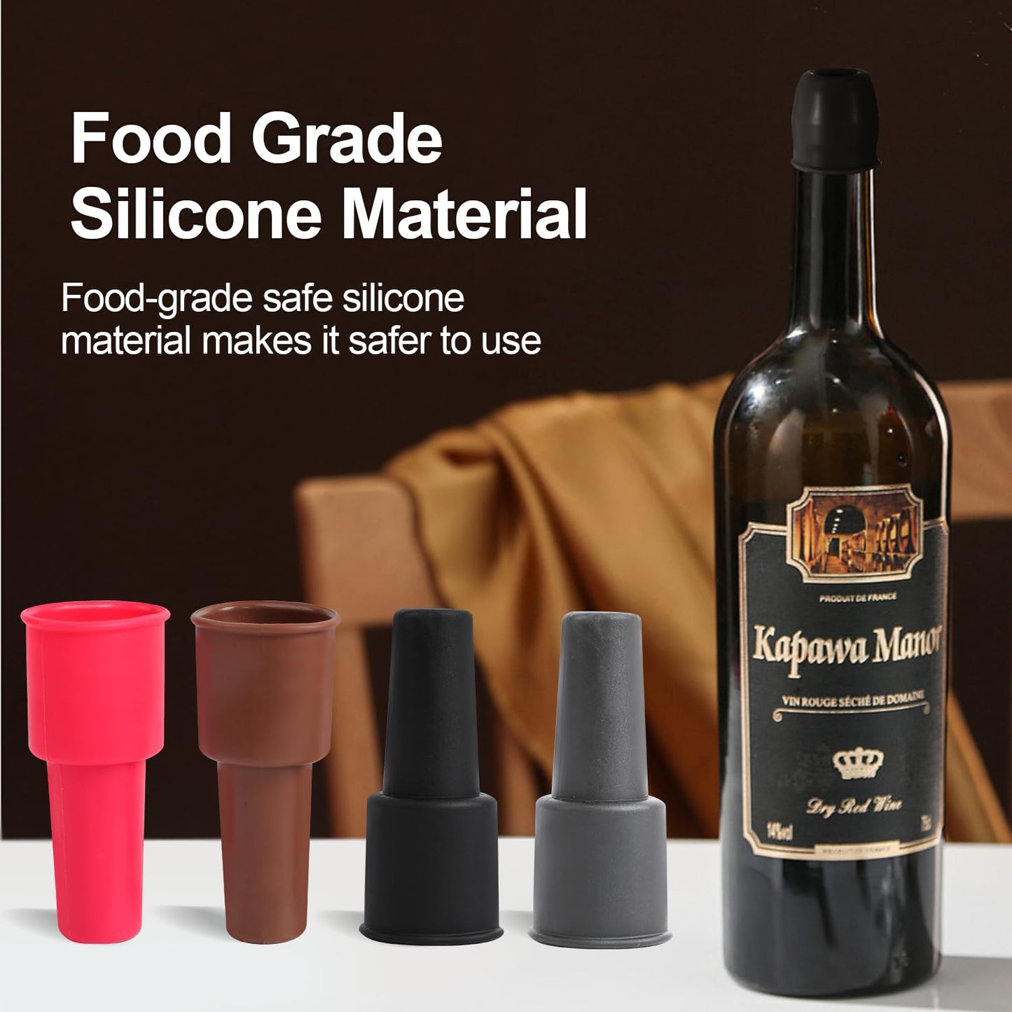 Bottle Sealer Silicone Bottler Stopper with Grip Top for Keeping Beverage Fresh and Secure Closure